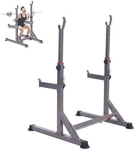 Mecmoc Barbell Bench Press Adjustable Squat Rack Stands, Multifunction Indoor Weightlifting Rack, Barbell Rack, Bench Press Rack, for Strength Training