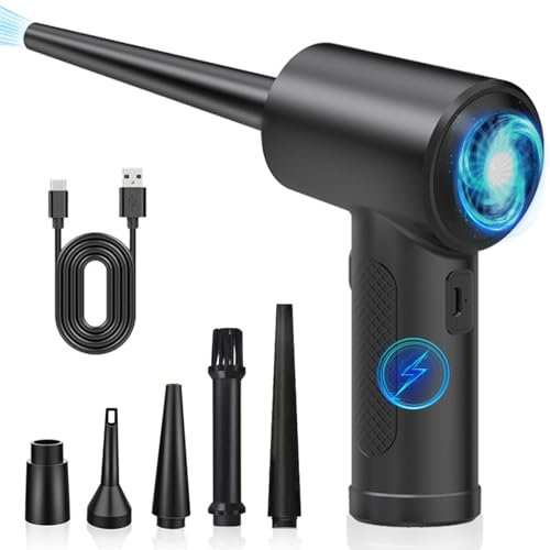 Elektrische Staubgebläse, 3-Gang 91000 U/min Elektrische Staubgebläse Druckluftspray mit 6000mAh Akku, USB Wiederaufladbar Druckluftspray PC Reinigungsset für Laptop, Sofa, Auto, Bürogeräte