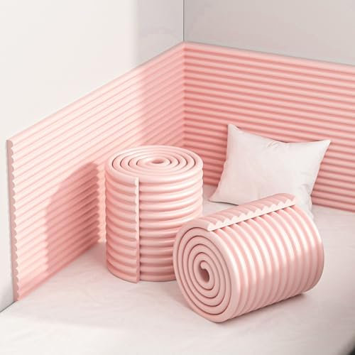 APMOE Wandkissen Wandpolster Selbstklebend Wandpaneele Gepolstert Wandschutz Bett Kopfteil Polsterpaneel Wand 20x200cm, Schaumstoff Kantenschutz für Kinder, Dicke 10mm, Antikollision(Rosa,2 Pcs)