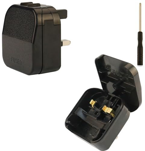 Wirafix 2 Pack EU to UK Plug Adapter, AC power less than 625W(250V/2.5A), Shaver Plug Adaptor UK with 5A Fuse, 2 Pin to 3 Pin Adapter Plug UK with Screwdriver, Black AC
