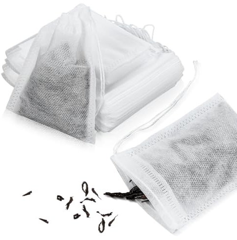 Yuanchu 30 Pcs Spice Bags for Cooking, Muslin Bags with Drawstring Reusable Empty Tea Bag Sachet Bags Cheese Cloth Bags for Cooking Soup Loose Leaf Tea, 4 X 3 Inches