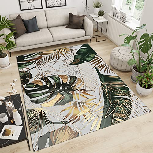 Tapis décoratif géant avec feuilles de bananier - Motif forêt tropicale tropicale - Pour intérieur, salon, chambre à coucher, bureau, salle à manger, couloir, 80 x 150 cm
