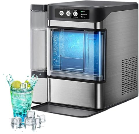 Ice Maker for Countertop, Pellet Ice Machine, One-Click Operation Self-Cleaning, Stainless Steel Portable Ice Maker, 38 lbs Ice/24Hrs, Self-Cleaning, for Restaurant, Home, Bar