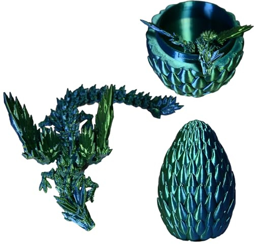 JYB Hopefuture 3D Gedruckter Drachemit Drachenei - Dinosaurier Spielzeug Geheimnisvolles Kristall Drache, Kreative Spielzeug und Deko (Fliegender Drache)