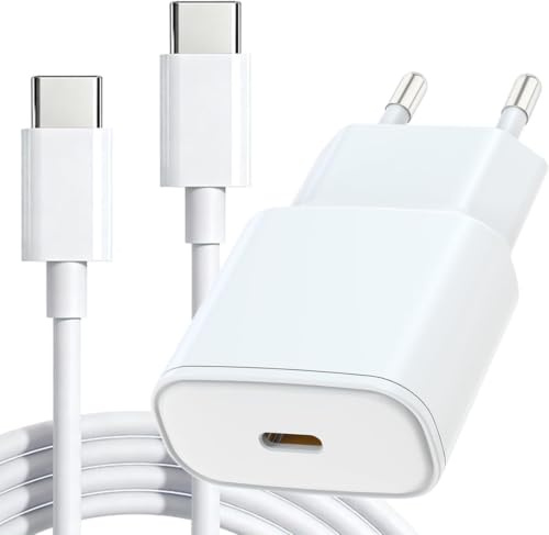 Chargeur USB C, 25W Chargeur Rapide, Chargeur USB C Rapide iPhone 17/16/15 | Chargeur Rapide iPhone avec USB-C to C Câble 1,8M Compatible avec iPhone 17/16/15/Pro/Max/Pro Max/e/Plus,iPad/Pro/Air/Mini