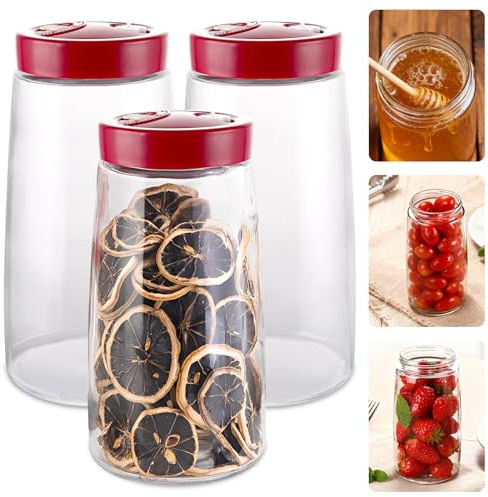 VIDETOL Lot de 3 bocaux de fermentation de 2,2 l avec valve de purge, récipient transparent pour kéfir, choucroute et kimchi
