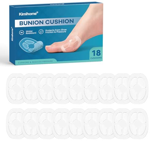 Kimihome Hallux-Polster, weiche Gel-Zehenprotektoren zur Schmerzlinderung, bleiben Tag und Nacht an Ort und Stelle, reduzieren Reibung, Pressure und Blasen – wasser- und schweißbeständig, 18er-Pack