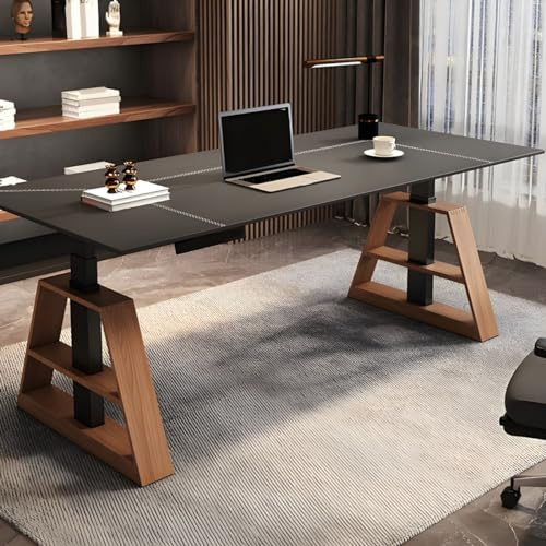 Elektrisch verstellbarer Stehpult, Massivholz Hubtisch für Home Office & Arbeitszimmer Werkbank
