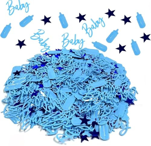 RETWOT 15g Gender Reveal Decorations Paper Confetti, Baby Shower Decorations Confetti Baby Blue Footprints Table Paper Confetti Gender Reveal Party Supplies for Baby Shower, Birthday (Blue)
