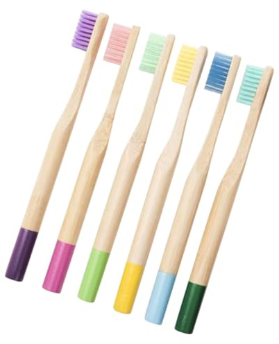 Kinderzahnbürste Packung Bambus Weiche Borsten für Kinder | Rutschfestes Griffdesign, Ergonomische Form, 6 Stück, für Jungen und Mädchen, Handliche Größe