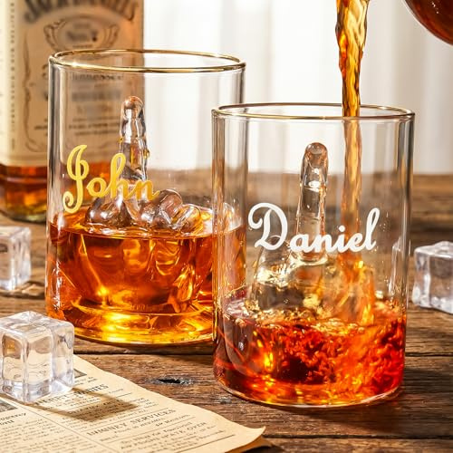 UIDMEN Verre à whisky humoristique personnalisé avec doigt d'honneur, 37 cl (12,5 oz), idéal pour le scotch ou le bourbon. Design 3D en forme de doigt d'honneur.