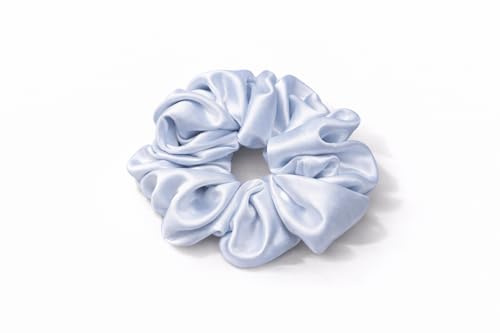 Premium Seiden-Haargummis aus 100% Maulbeerseide – Luxuriöse Scrunchies für schonendes Styling & gesunde Haare. (Baby Blau, 1stk.)
