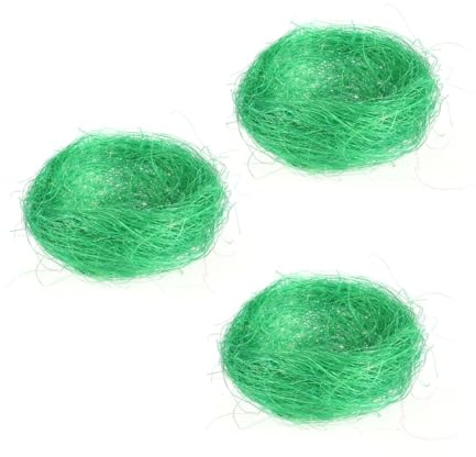 YARNOW 3 Pezzi Nido Artificiale Pasquale in Erba Sintetica Verde, Set da 3 Pezzi, Decorazione per Feste e Contenitore per Uova di Pasqua e Caramelle, Accessorio per Ambienti Domestici e