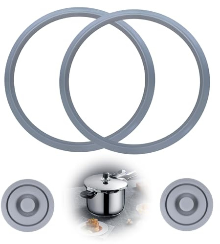 Dichtungsring 22cm Silikon Schnellkochtopf kompatibel mit WMF | 2 Stück + Kochsignaldichtung, OE 6068559990, 6068559997, für Silit, Perfect 18cm, 2.5L 4.5L 6.5L 8.5L - 3-teilig Set