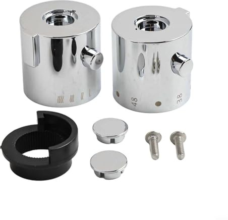 CNANRNANC Temperature Control Knob Set for Shower Mixer, Thermostatic Shower Handles With Chrome Finish And White Markers Compatible With Mixer And Bar Shower Valve(1 Pair)