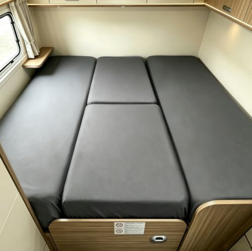 4 Teilig Spannbetttuch Wohnmobil mit Mittelmatratze, Bettlaken Set