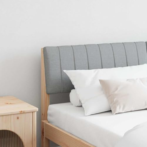 zylophax Gepolstertes Kopfteil Hellgrau 160 cm aus massivem Kiefernholz mit Stoffbezug gepolstertes Wandkissen als Betthaupt für Schlafzimmer und Gästebett zum Lesen und Anlehnen