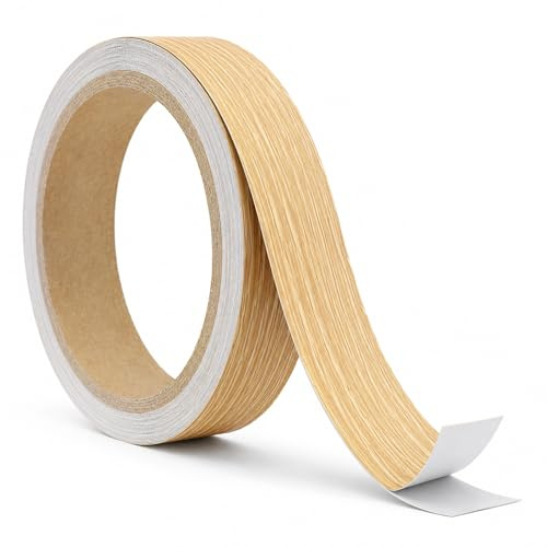 Zyssby 10m X 20mm Worktop Edging Strip,Self Adhesive Edging Tape,Multipurpose Wood Tape,for Worktop Kitchen Cabinet Wood No Ironing Required(Yellow Oak)