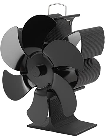 Topiky Ofenventilator, 6 Flügel, Kamin-Wärmeventilator für Holzbrenner, Größeres Luftvolumen, Geringe Geräuschentwicklung, Verschleißfestigkeit, Aluminium-Ofenventilator, Schwarz (BLACK #11)