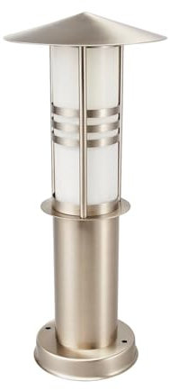 Lindby Außenleuchte Erina (spritzwassergeschützt (Modern) in Alu aus Edelstahl (1 flammig, E27) - Wegeleuchte Pollerleuchte Wegelampe Sockelleuchte