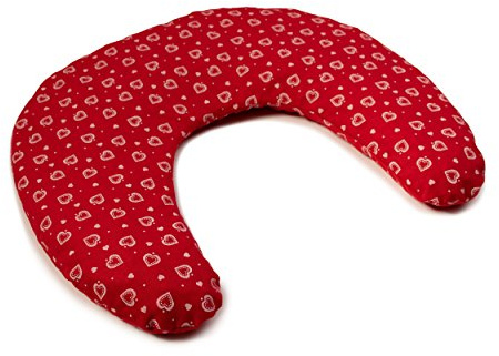 Giraffenland - Bouillotte sèche tour de cou aux noyaux de cerises - Traditionnel 30x33cm - Rouge avec des coeurs - Coussin de nuque aux noyaux de cerises - Coussin thermique