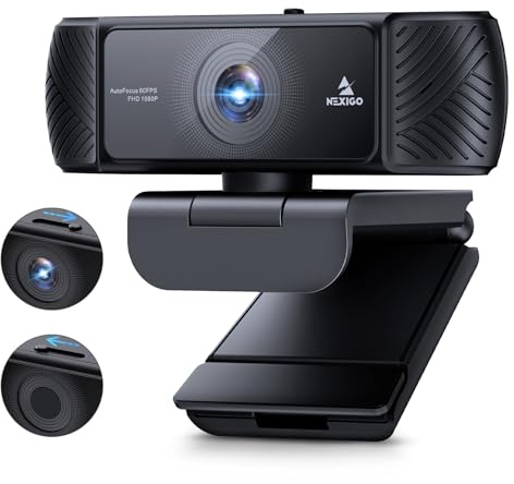NexiGo 1080P 60FPS Webcam with Software Control and Microphone, AutoFocus, w/Privacy Cover, N680P Pro Computer Web Camera for Skype Zoom Teams, Mac PC Laptop Desktop