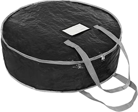 Wreath Storage Bag By Propik 36 - Garland Holiday Container Tear Resistant Material - Easy Storage Featuring Heavy Duty Handles And Transparent Card Slot 36 X 8 (Black)