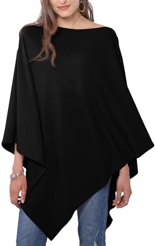 DiaryLook Kaschmir-Feeling gestrickter Poncho Damen Elegant, Langer Cape , weiche Knöpfe, Leichter Wickel Schal Cardigan für Frühling, Sommer, Winter Geschenk für Frauen