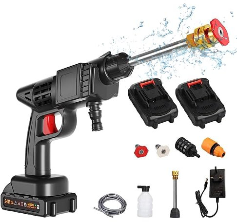 Mulcort idropulitrice a batteria portatile, Idropulitrice 50PSI Portatile con Batteria e Caricabatterie Idropulitrice Elettrica a Batteria Ricaricabil