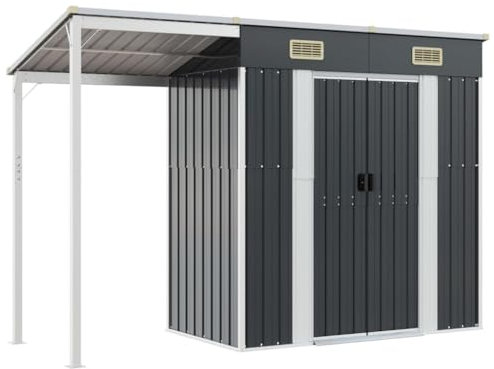 prissent Gartenhütte Gerätehäuser Gerätehaus Fahrradunterstand Gartenschrank Wetterfest Schuppen Garten Anthrazit
