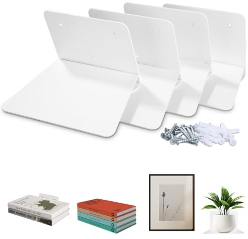 Set di 4 Librerie Mensole da Muro, Librerie Mensole da Parete, Mensole Sospese Invisibili, Facili da Espandere lo Spazio a Parete, Mensole Libri Adatte a Camera da Letto, Soggiorno, Ufficio, ecc