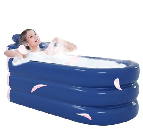 Bañera inflable,Tina inflable | Bañera de hidromasaje plegable para baño familiar - Bañera de hielo portátil para adultos, bañera fría con reposacabezas, soporte Lumbar, bolsillo de almacenamiento lat