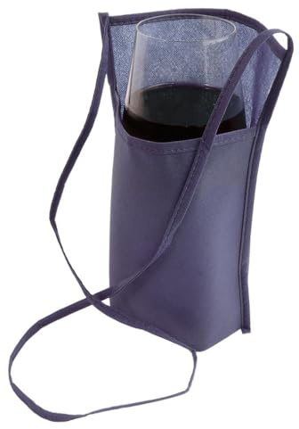 Generico 50 (Cincuenta) portavasos de cuello de TNT con correa – de TNT 80 gr 18 x 22 x 10 cm Ideal para degustaciones y eventos (azul)