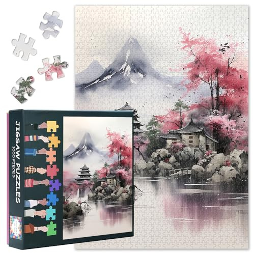 Mountain Puzzles for Adults 1000 Pieces, Japanese Landscape Jigsaw Puzzles, Japan Nature Jigsaw Puzzle, Educational Fun Games or Toys for Elders Friends 20X27 INCH