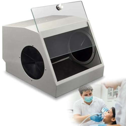 SDTOOP Dental Lab Dust Box With Air Extraction And Filter Device/5500k LED Light Source, Dust Will Not Escape During Sandblasting, Reduce Dust Damage To Doctors