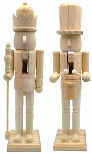 Nussknacker Figur aus Holz zum Selbstgestalten - 1/2/3er Set - Weihnachts Dekofigur zum Bemalen - Weihnachtsfigur Adventsfigur Holzfigur Holzsoldat DIY Tisch Deko Austeller (2 Stück-A, 25cm)