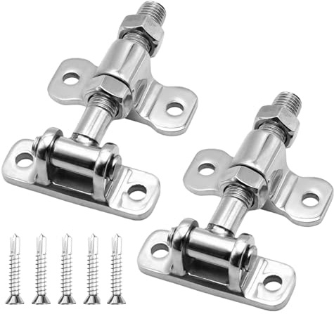 2 Pack Adjustable Gate Hinges M16×105mm, Heavy Duty Gate Hinges with 5*M4,8 Screws, for Metal Iron Wooden Farm/Pasture Gates/Garden Courtyard Fence Shed Gate