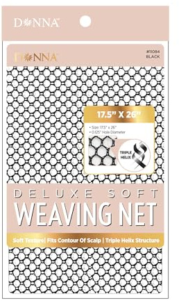 DONNA Deluxe Soft Weaving Net 17.5″ × 26″ – Triple Helix Structure Hair Net for Sew-in Weave Styles, Soft Texture Fits Scalp Contour, Durable & Flexible Mesh Fabric for Salon and Home Use, Black