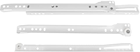 Amig - Glissières pour tiroirs | Roulettes pour un glissement fluide | Capacité de charge 18 kg | Utilisation pour meubles de maison et bureau, Blanc, 350 x 37 mm, Acier allié