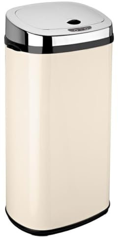 KITCHEN MOVE Poubelle de cuisine automatique 42L LARGO Crème brillant en acier INOX avec cerclage
