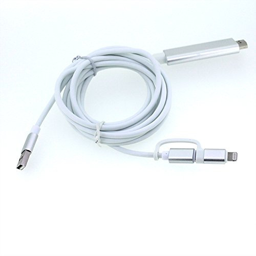 YF HDMI Cable, Mirror Your Mobile Phone on TV Cable 10 Feet 2 in 1 + Micro USB to HDTV USB Cable for Samsung Galaxy X6 S4 S6 Edge Note 2 4 5 iPhone Se 5 5S 6 6S 6 Plus 6S Plus 7 7Plus(Silver)