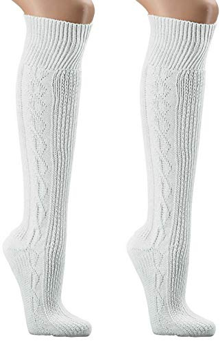 krautwear män kvinnor kostymstrumpor dräkter knästrumpa vit, 2 x ren vit, 35-38 EU