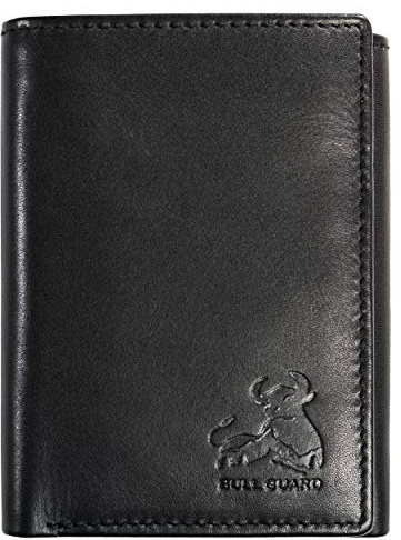 BULL GUARD Genuine Nappa Leather Trifold Wallet for Men RFID and ID Window