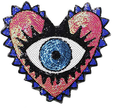 Pailletten Herz Auge Design Patches Nähen auf Jacke Rücken Abzeichen Pailletten Motive Nähen Applikation Zubehör 1 Stück