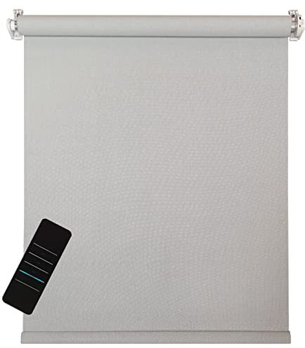 Elektrisches Rollo, hellgrau, 5% lichtdurchlässig, inkl. Akku-Motor & Sender, 85x160 cm (1 ST)