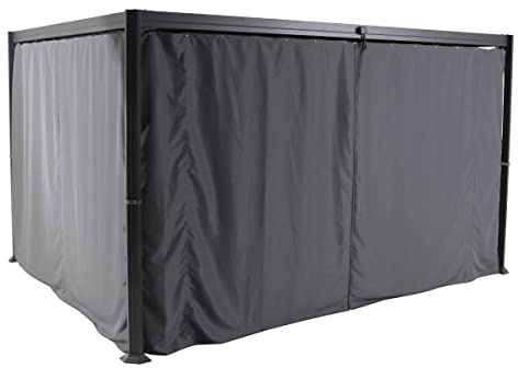 Hespéride - Kit 4 Rideaux pour Pergola Belize - Ardoise - 330 x 214 cm, Polyester Opaque - Accessoire pour Tonnelle, Vendu sans Structure