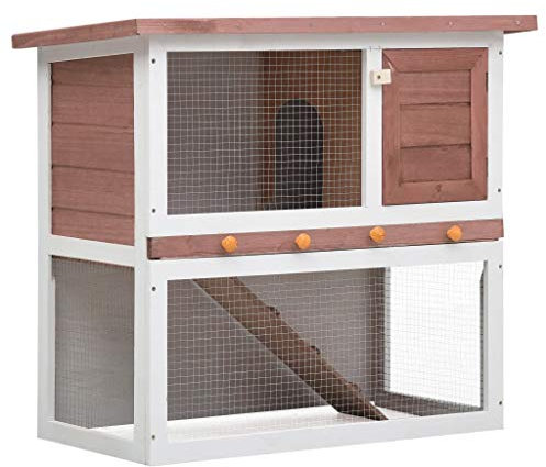 Festnight Kaninchenstall 1 Tür Kleintierhaus Outdoor Witterungsbeständig Hasenstall Kleintierstall Kaninchenstall Hasenkäfig Stall Kaninchen Meerschweinchen Tierstall Braun Holz