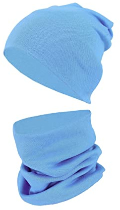 TupTam Mütze und Schal Kinder Set – Weiches Schal Mütze Set Kinder für Herbst und Winter, Farbe: Blau, Größe: 52-56