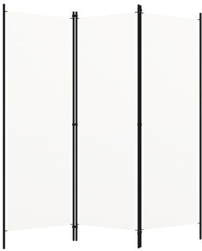 vidaXL Raumteiler Klappbar Freistehend Trennwand Paravent Umkleide Sichtschutz Spanische Wand Raumtrenner 3-TLG. Weiß 150x180cm Eisen Stoff