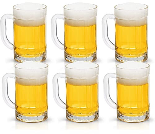 COKTIK 6 Pack Heavy Large Beer Glasses with Handle - 14 Ounce Glass Steins, Classic Beer Mug glasses Set